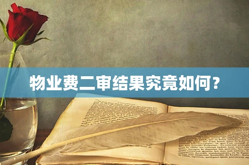 物业费二审结果究竟如何？