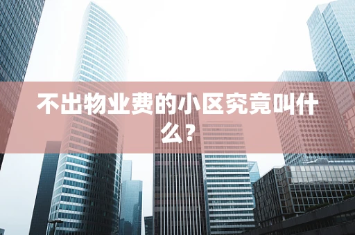 不出物业费的小区究竟叫什么？