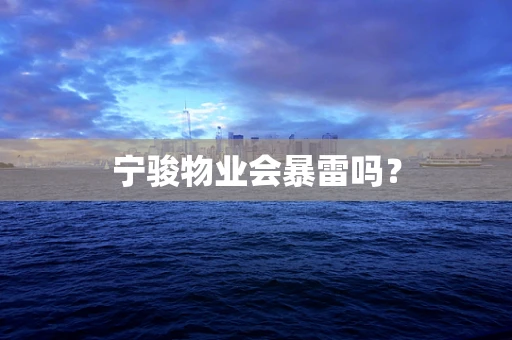 宁骏物业会暴雷吗？